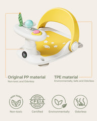 Babygreat bath seat yellow side view showing non-slip base for stability.