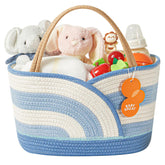 Babygreat diaper caddy blue-white side view for bedside organization