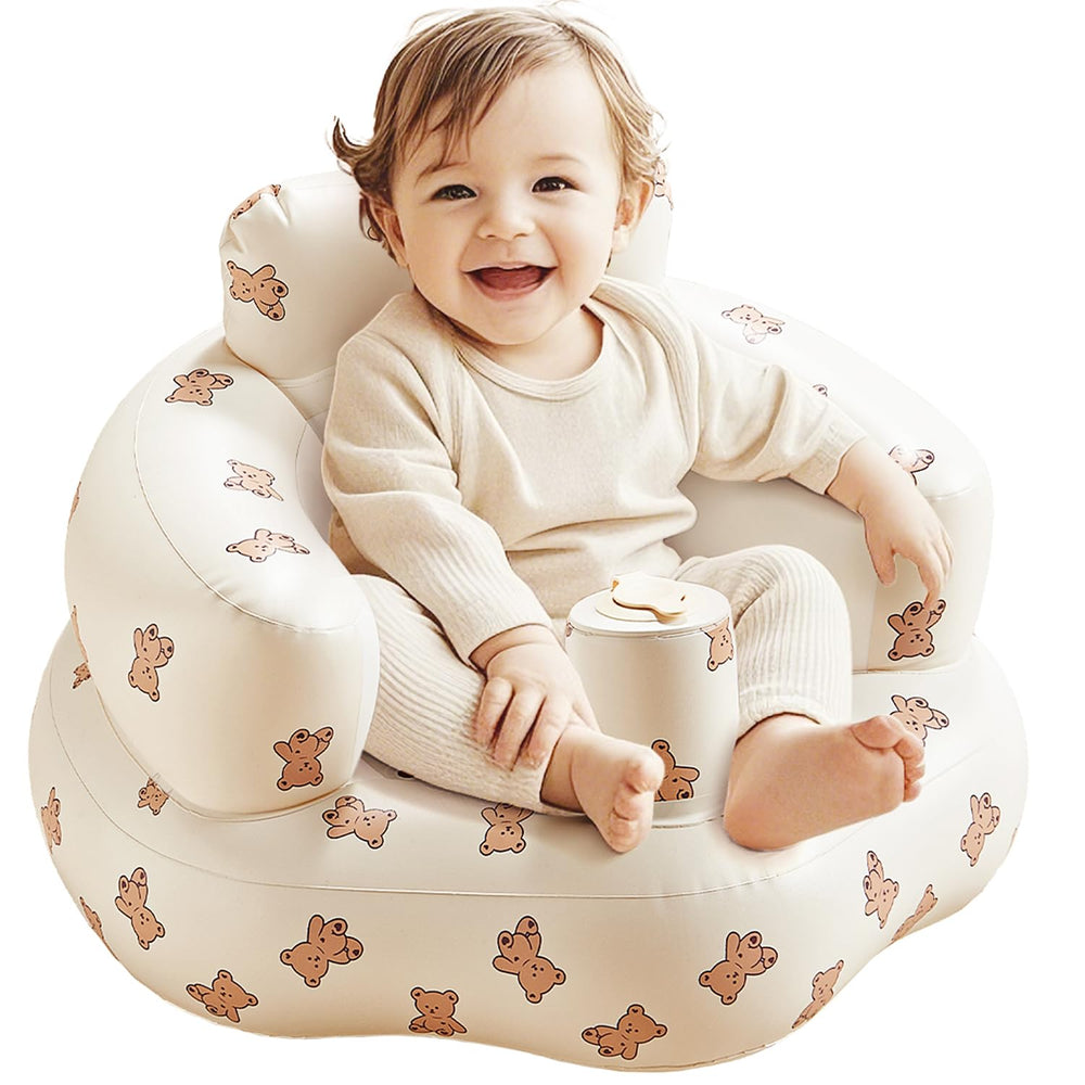 Babygreat inflatable baby seat front view highlights ergonomic back support for confident sitting.
