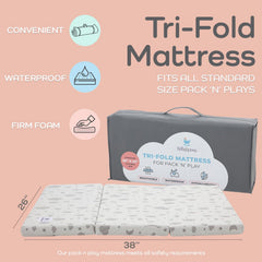 Babylicious pack-and-play topper open in tri-fold layout for quick setup on the go.
