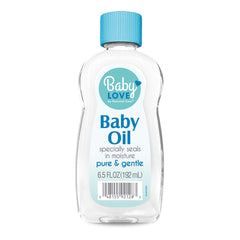 BABYLOVE Sleepy Nights bottle—post-bath moisture for delicate skin.