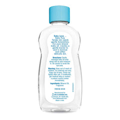 BABYLOVE Sleepy Nights baby oil on damp skin for lasting softness.