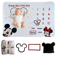 babyly Mickey Minnie milestone blanket laid flat for photo sessions