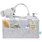 Babynma felt diaper caddy exterior view shows sturdy storage for nursery essentials within easy reach