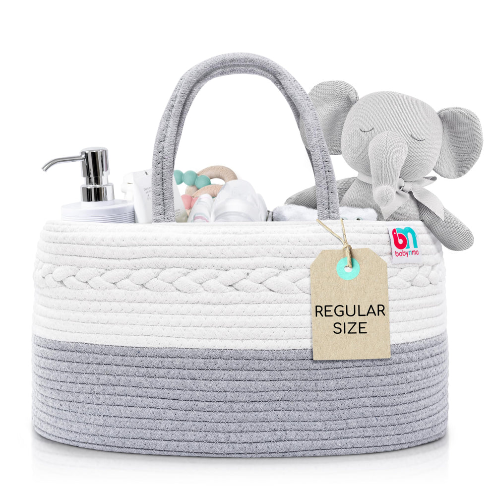 Babynma rope diaper caddy close-up shows tight weave for durable, polished storage