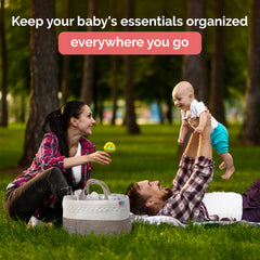 Babynma rope diaper caddy in nursery demonstrates portable organization