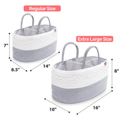 Babynma Rope Diaper Caddy removable inserts illustrate customizable organization for large and small items