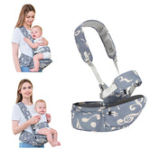 BabyPark baby hip seat carrier front view shows ergonomic support for parents.