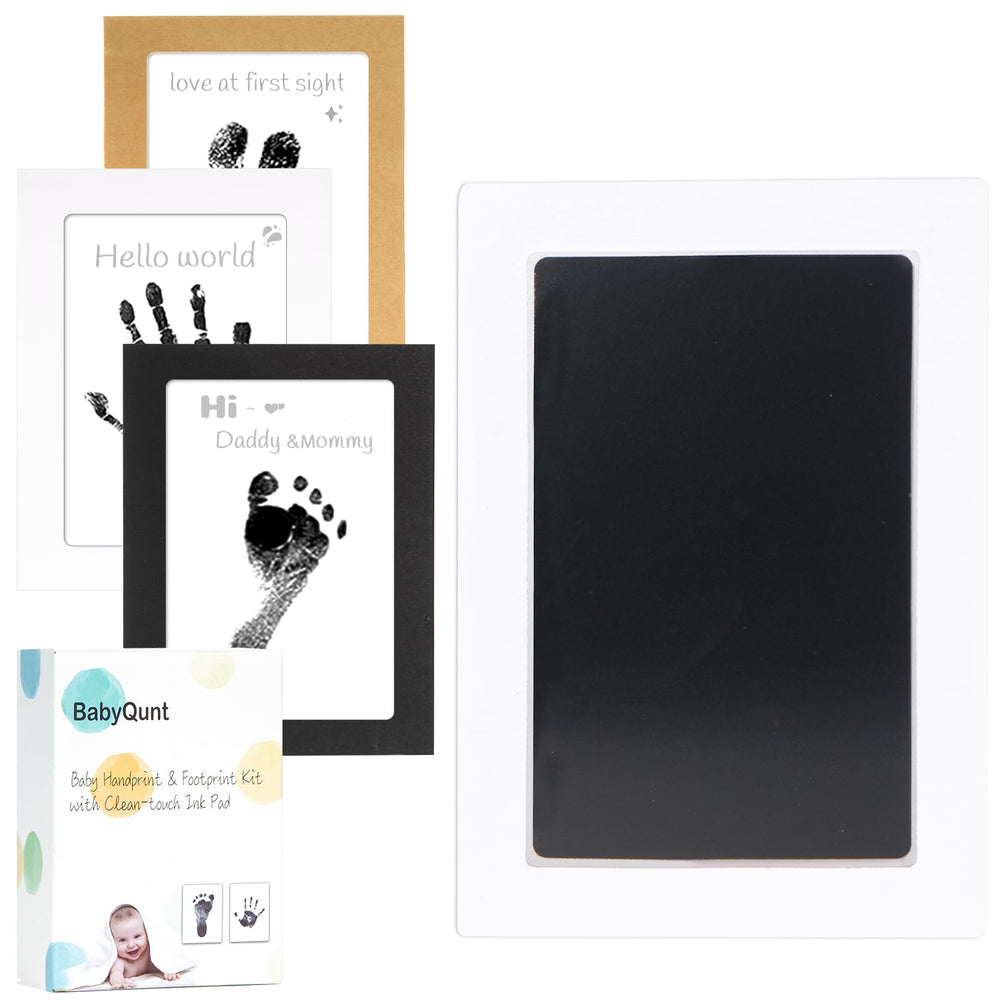 BabyQunt inkless kit front packaging shows safe, mess-free newborn prints.