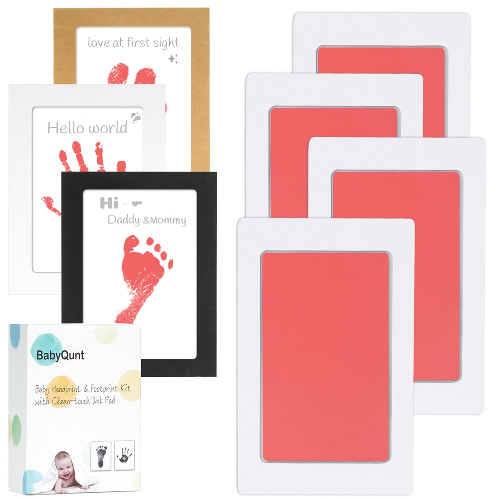 BabyQunt inkless handprint kit captures a clean, mess-free newborn handprint for keepsakes.