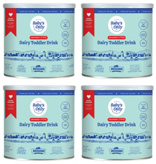Baby's Only Organic 4-pack on shelf emphasizes value and convenience.