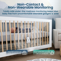 Babysense 7 two-sensor pads across the crib providing complete coverage.