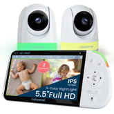 Babysense Full HD 5.5-inch split-screen display shows two rooms clearly.