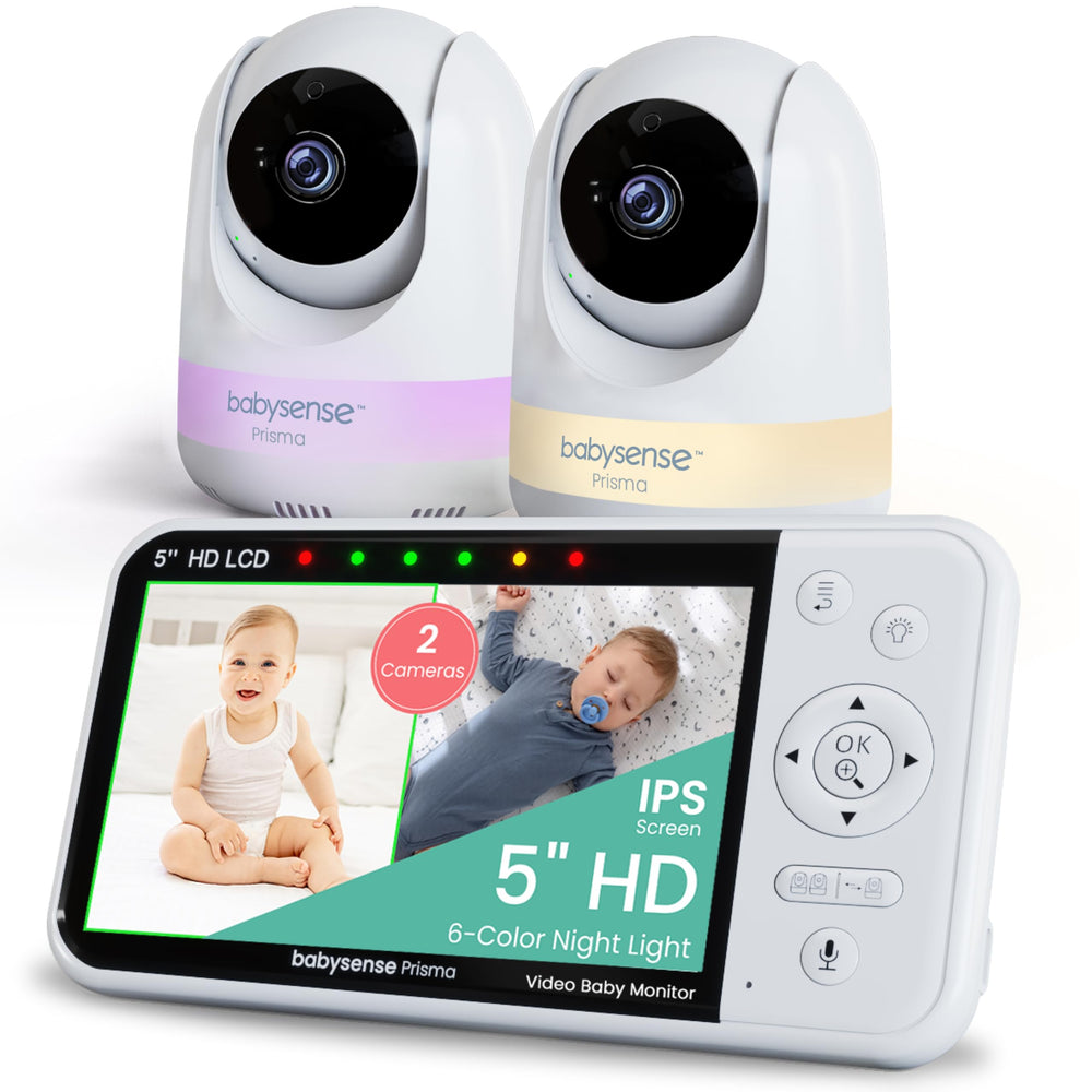 Babysense Prisma monitor front view with a crisp 5 inch display for quick baby checks