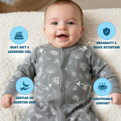 Babysoy YKK nickel-free snaps for gentle, secure night-time closures