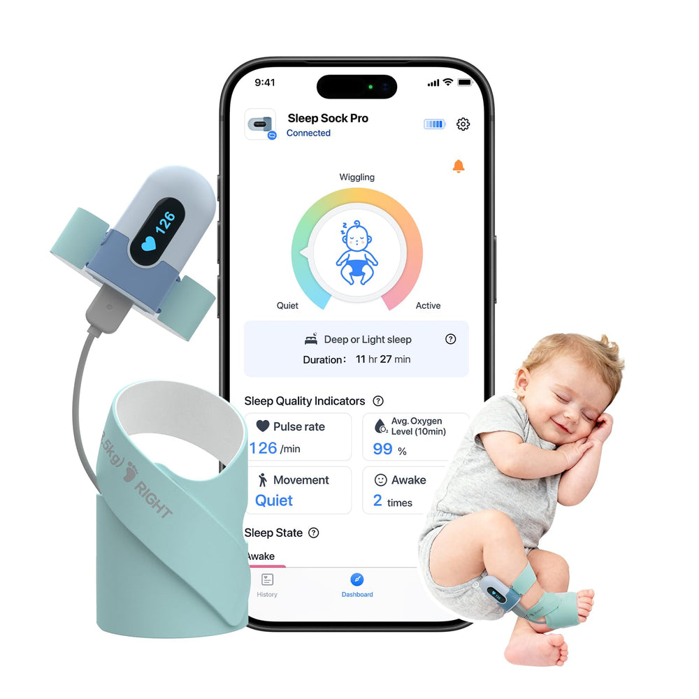 Babytone baby sock monitor heart rate sensor delivers real-time heartbeat tracking for peace of mind.