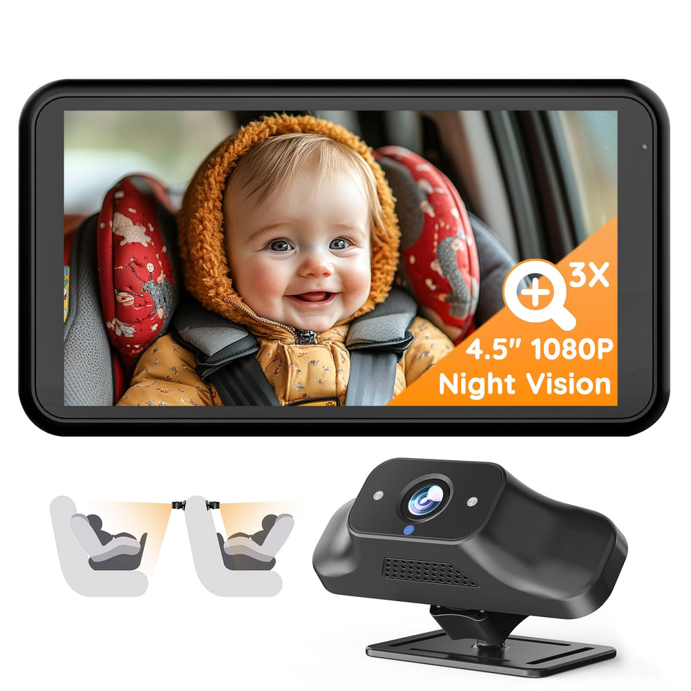 Babyvue BC1 1080p screen view provides clear backseat monitoring on the road.