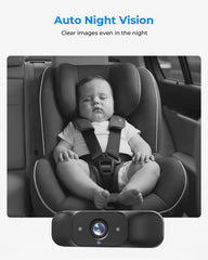 Babyvue BV7 IR night vision enables clear rear-seat view in low light conditions.