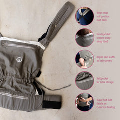 BabyWombWorld soft infant carrier back view highlights versatile back-carry option
