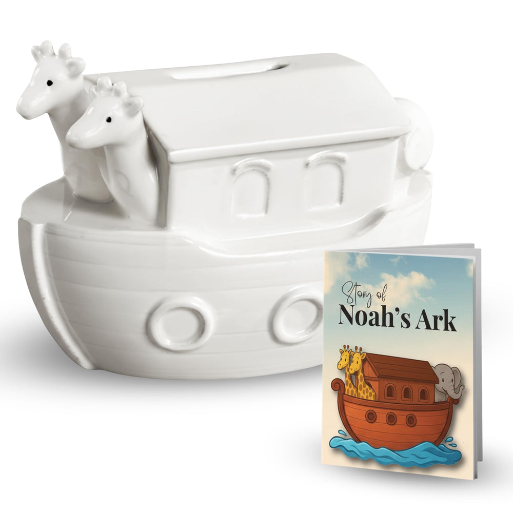 BACROS Noah’s Ark Bank porcelain keepsake for durable display and coin savings.