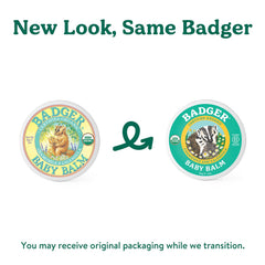 Badger Baby Balm ingredients close-up features olive oil and beeswax
