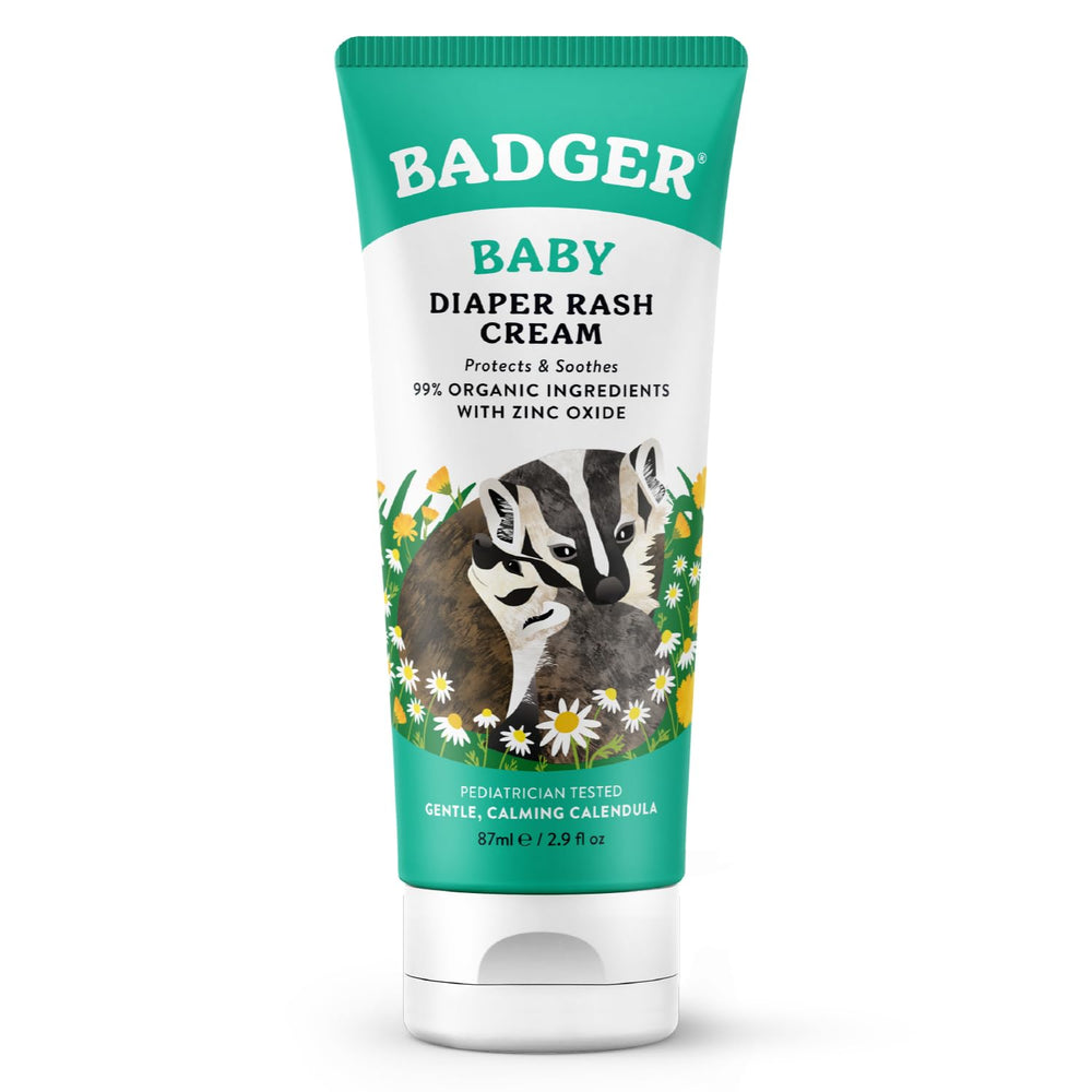 Badger Diaper Cream tube ready for bedside protection against diaper moisture