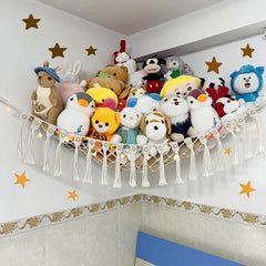 Badigo large stuffed animal net corner hammock neatly organizes plush toys