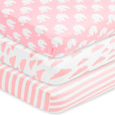 BaeBae Goods fitted sheets pink elephants design offer soft, breathable sleep for baby