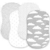 BaeBae Goods premium bassinet sheet set 4-pack packaging — easy night-time changes.