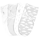 BaeBae Goods swaddle set four-pack—open view showing adjustable wraps for calmer sleep
