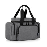 BAFASO insulated wearable breast pump bag gray front view with secure pump compartment.