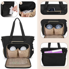 BAFASO wearable breast pump bag insulated front pouches organize wearable pumps and milk storage