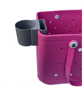 Bag Lady cup holder on Bogg Bag securely holds beverages for easy access.