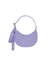 BAGGU Small Nylon Crescent Bag in Wisteria, front view showing compact daily essential bag.