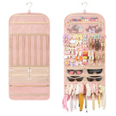Bagmoly hanging claw clip organizer pink shows large capacity for clips