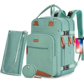 BAGPARKK diaper bag backpack green front view highlights organized compartments for busy parents.