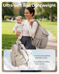 BAGSMART diaper bag backpack stroller strap option frees hands during walks.