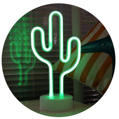Bailey green cactus neon light close-up showing durable ABS construction