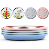Bakpoco 8inch stainless steel plate with suction for mess-free meals