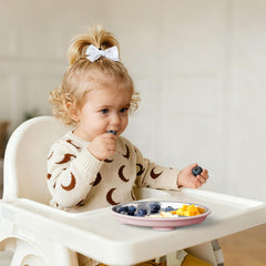 Bakpoco divided plate three sections guides balanced meals for kids.