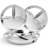 Bakpoco stainless steel kids plates with deepened 9-inch design for growing appetites and balanced meals.
