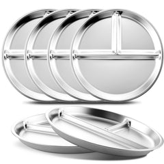 Bakpoco stainless steel kids plates 9-inch divided for balanced meals.