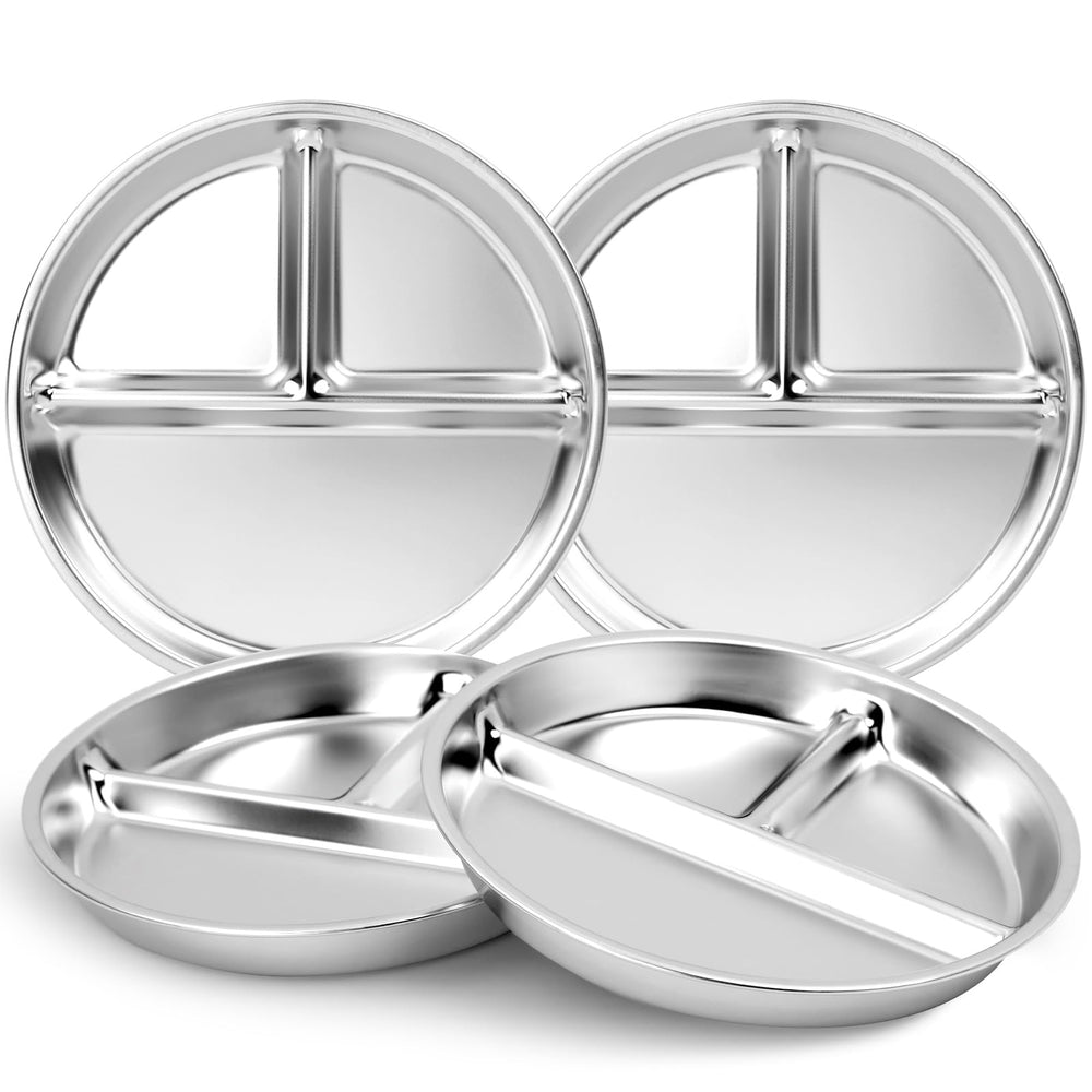 Bakpoco stainless steel kids plates with deepened 9-inch surface for balanced meals