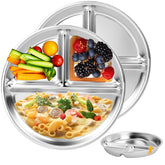 Bakpoco stainless steel kids plates with dividers for balanced meals