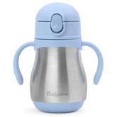 Bakpoco stainless steel straw sippy cup with blue handles for all-day hydration