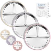 Bakpoco stainless-steel suction plate close-up highlights durable surface for easy cleaning.