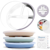 Bakpoco toddler plate deep 9-inch front view shows deep compartments for balanced meals.