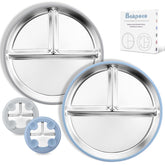 Bakpoco toddler plate suction blue stays put for mess-free self-feeding.
