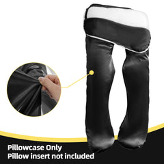 BALAPET Silky Satin pillowcase on a U-shaped pillow demonstrates secure fit.