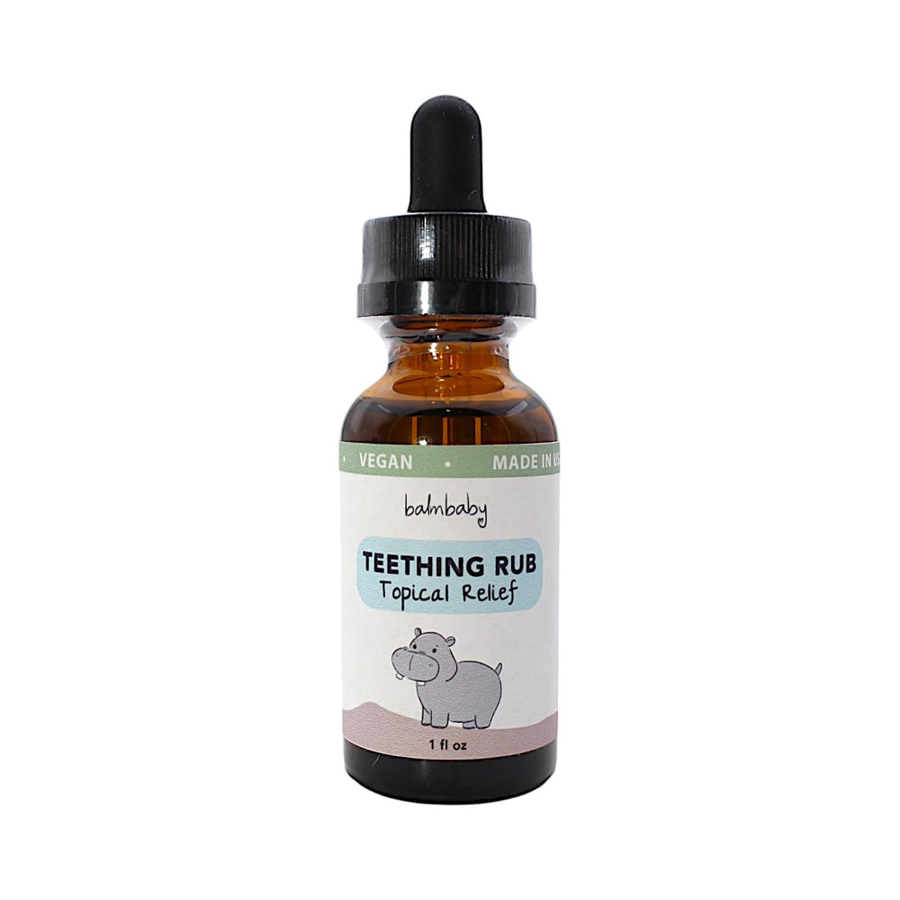 BALM! Baby Teething Oil Rub bottle for gentle gum application.